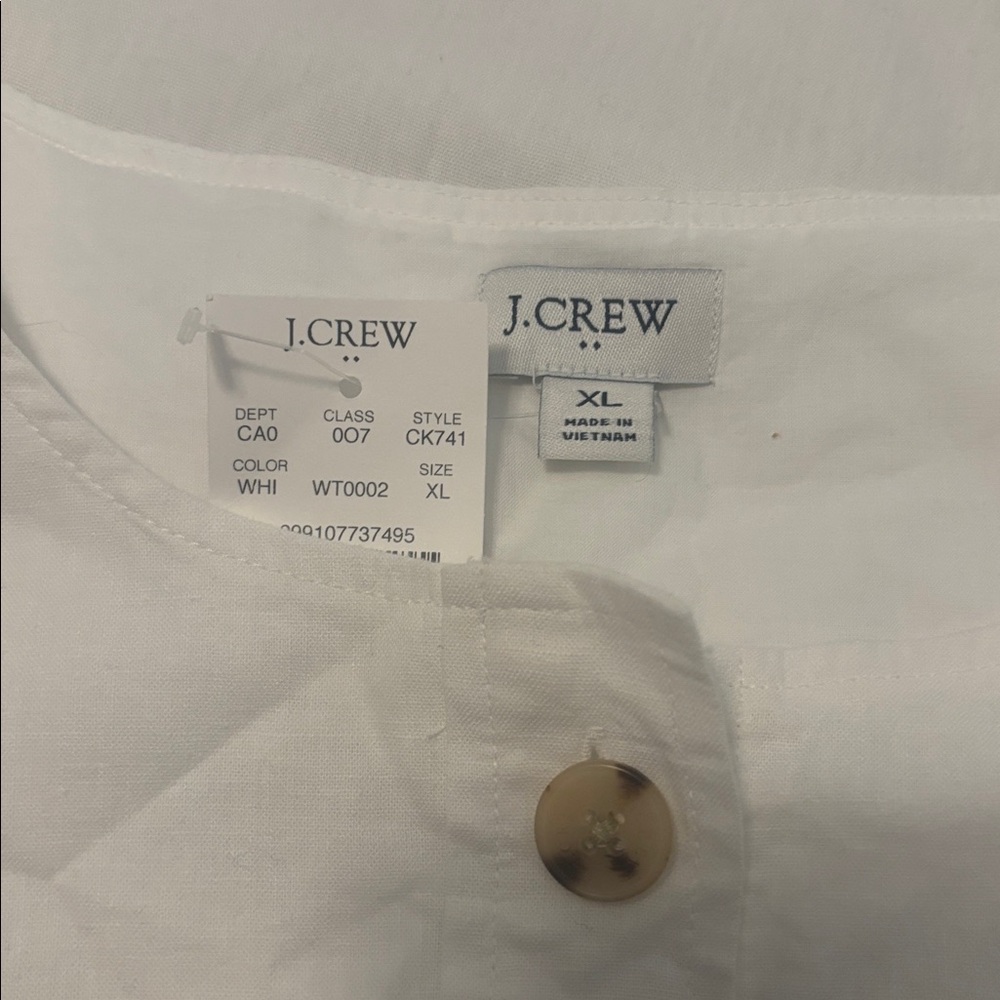 J. Crew White Sleeveless Linen-blend button-front shell SZ XL casual preppy NWT - Picture 5 of 12